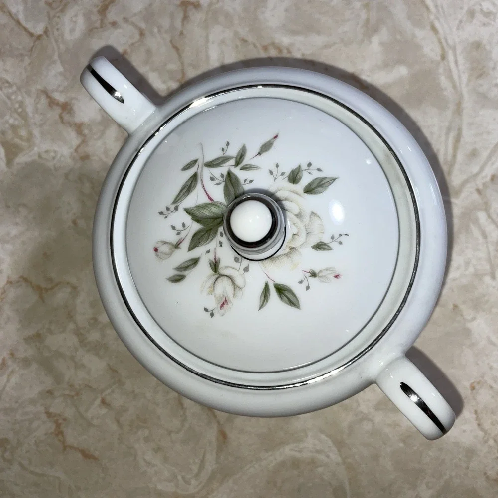 Vintage Romance Diamond China Sugar‎ Bowl With Lid And Creamer- Made In Japan